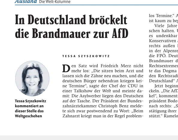 In Deutschland bröckelt die Brandmauer zur AfD